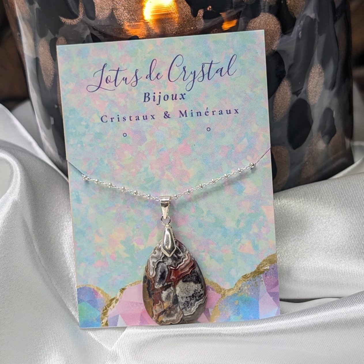 Pendentif en Agate Crazy Lace – Joie et Harmonie Émotionnelle
