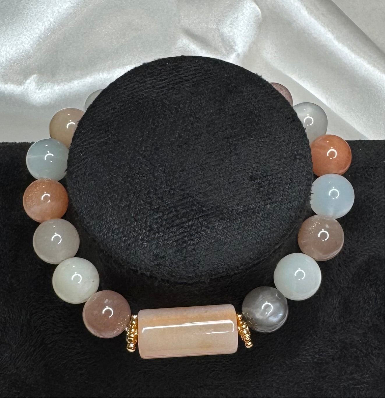 Bracelet en Pierre de Lune Multi et Agate – Intuition et Stabilité