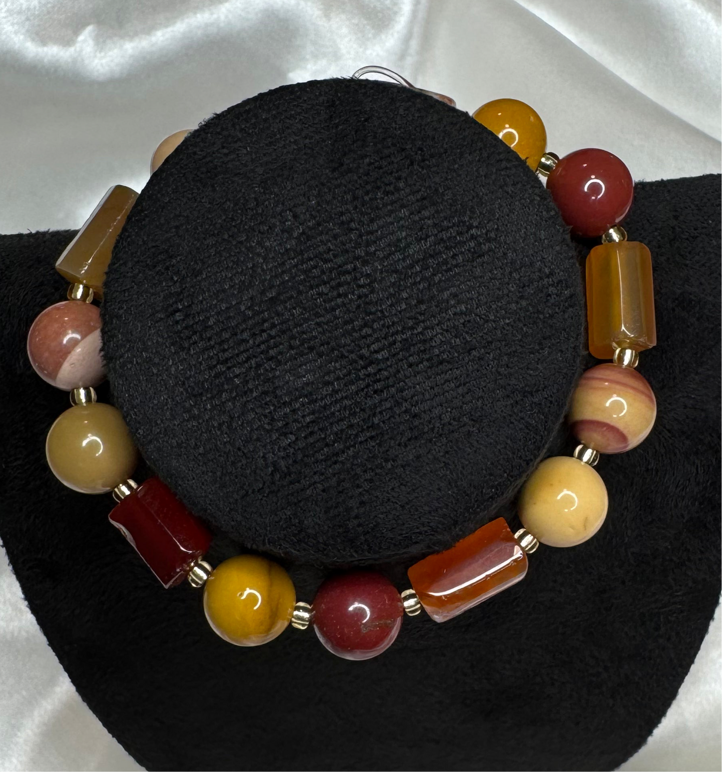 Bracelet en Jaspe Mokaïte et Cornaline – Vitalité et Stabilité