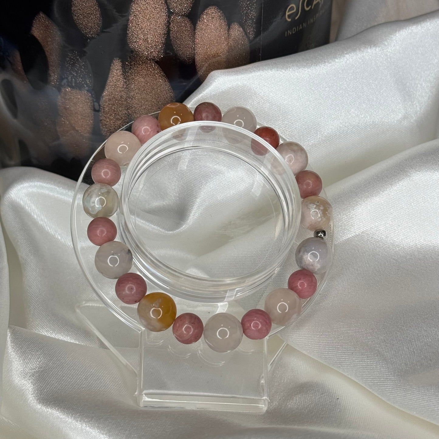 Bracelet Guérison Émotionnelle – Rhodonite & Agate Fleur