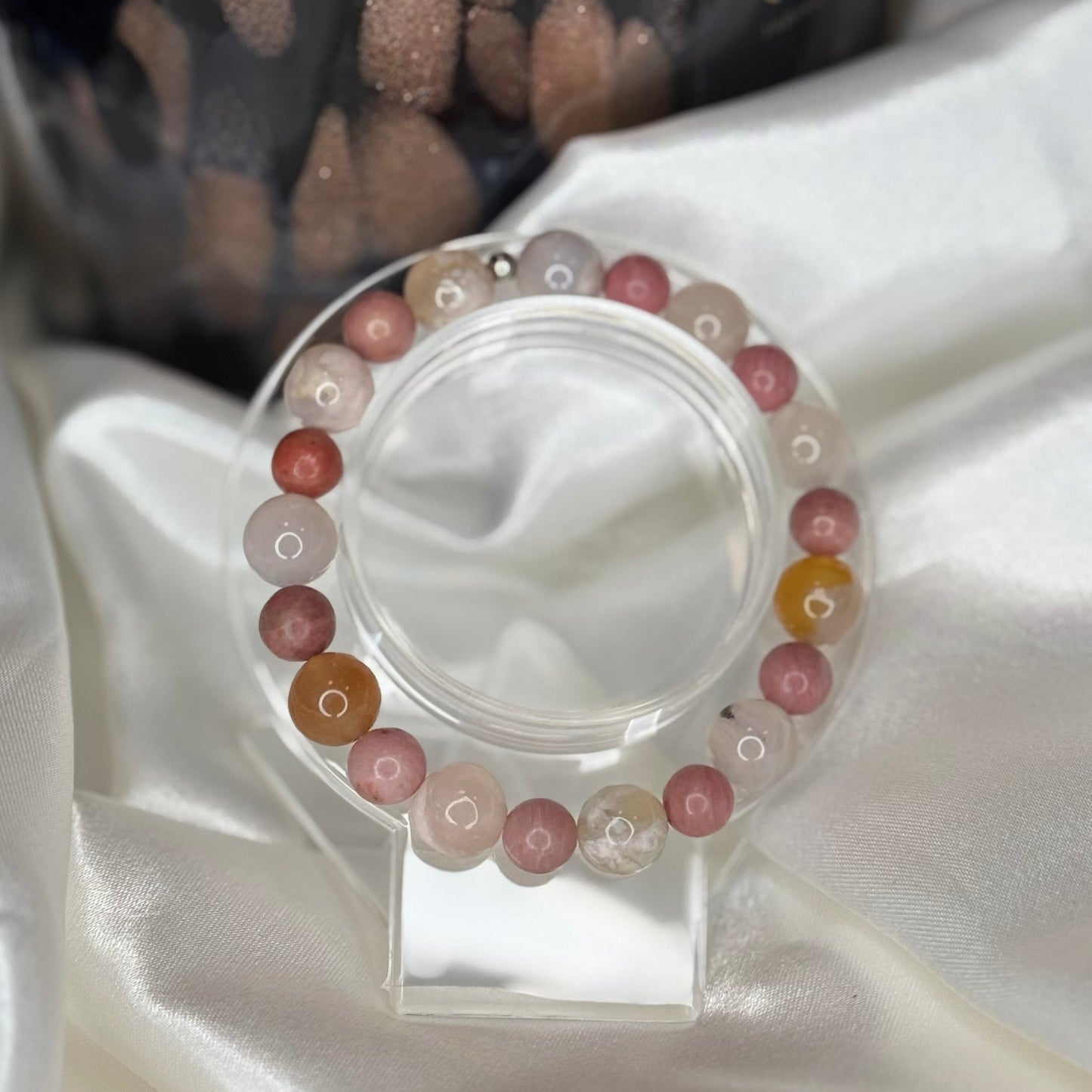Bracelet Guérison Émotionnelle – Rhodonite & Agate Fleur