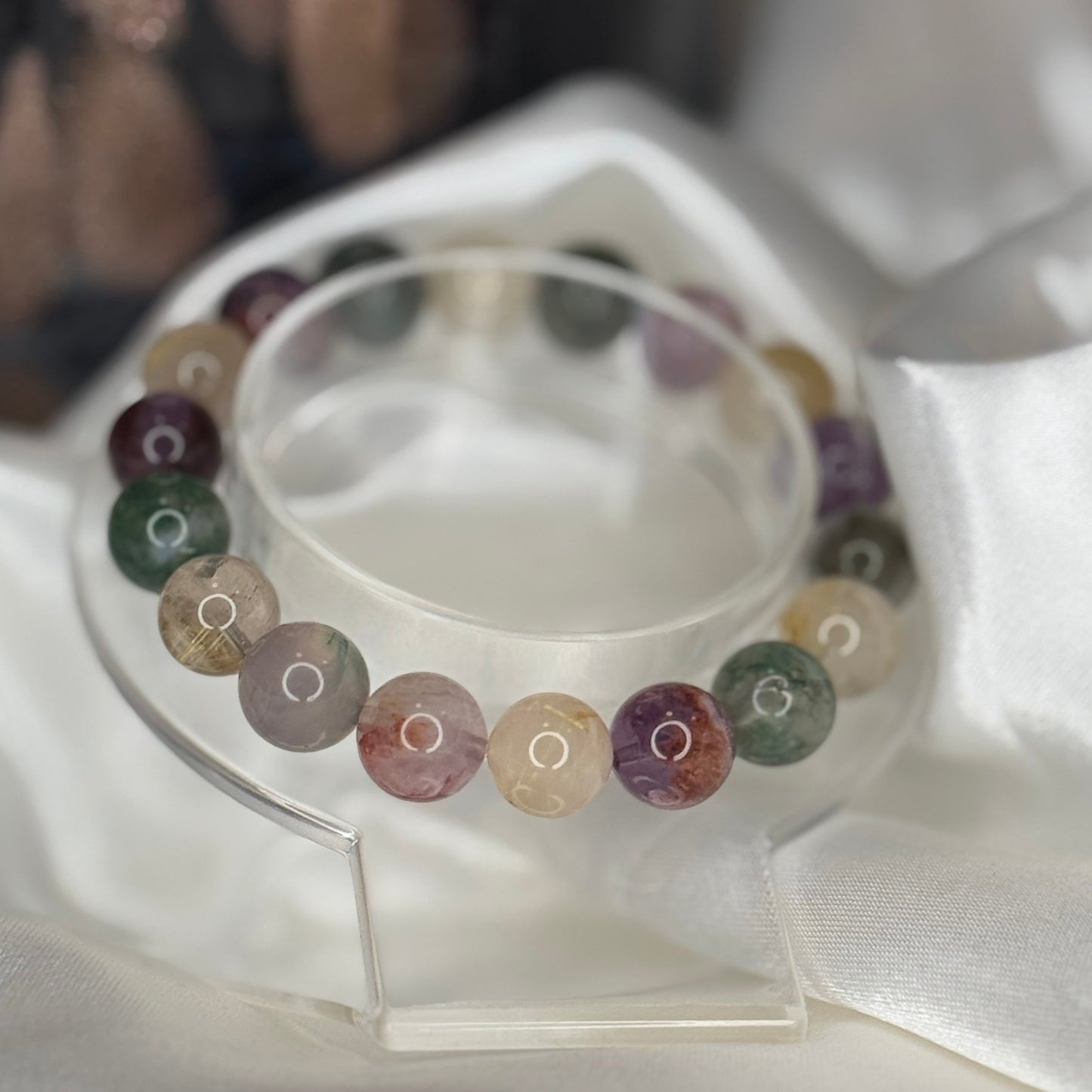 Bracelet Protection & Énergie – Quartz Rutile, Agate Mousse & Améthyste Super Seven