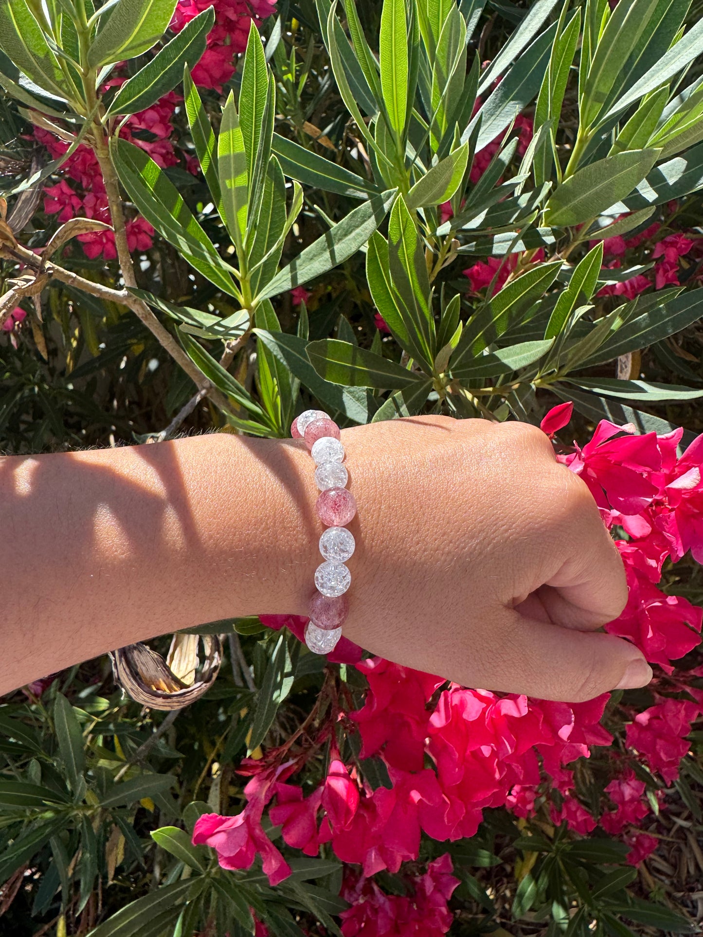 Bracelet Amour & Douceur – Quartz Clair & Quartz Fraise
