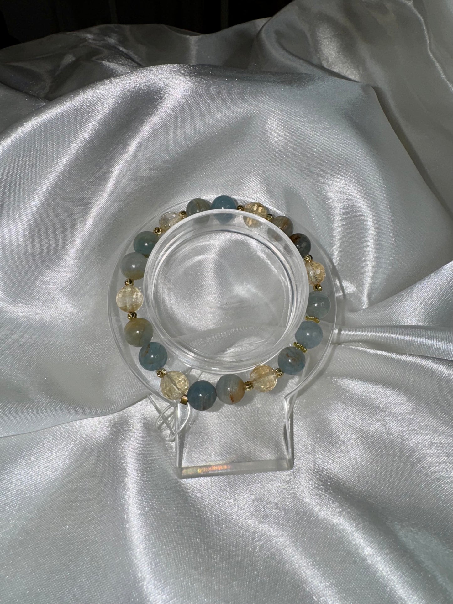 Bracelet Énergie Rayonnante – Citrine & Calcite Bleue