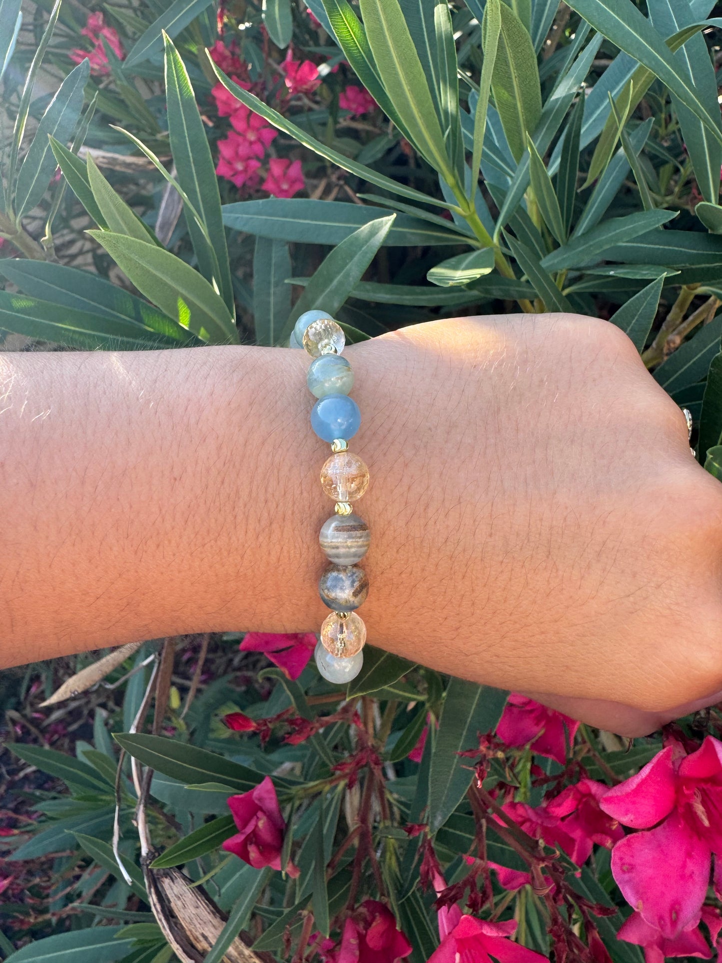 Bracelet Énergie Rayonnante – Citrine & Calcite Bleue