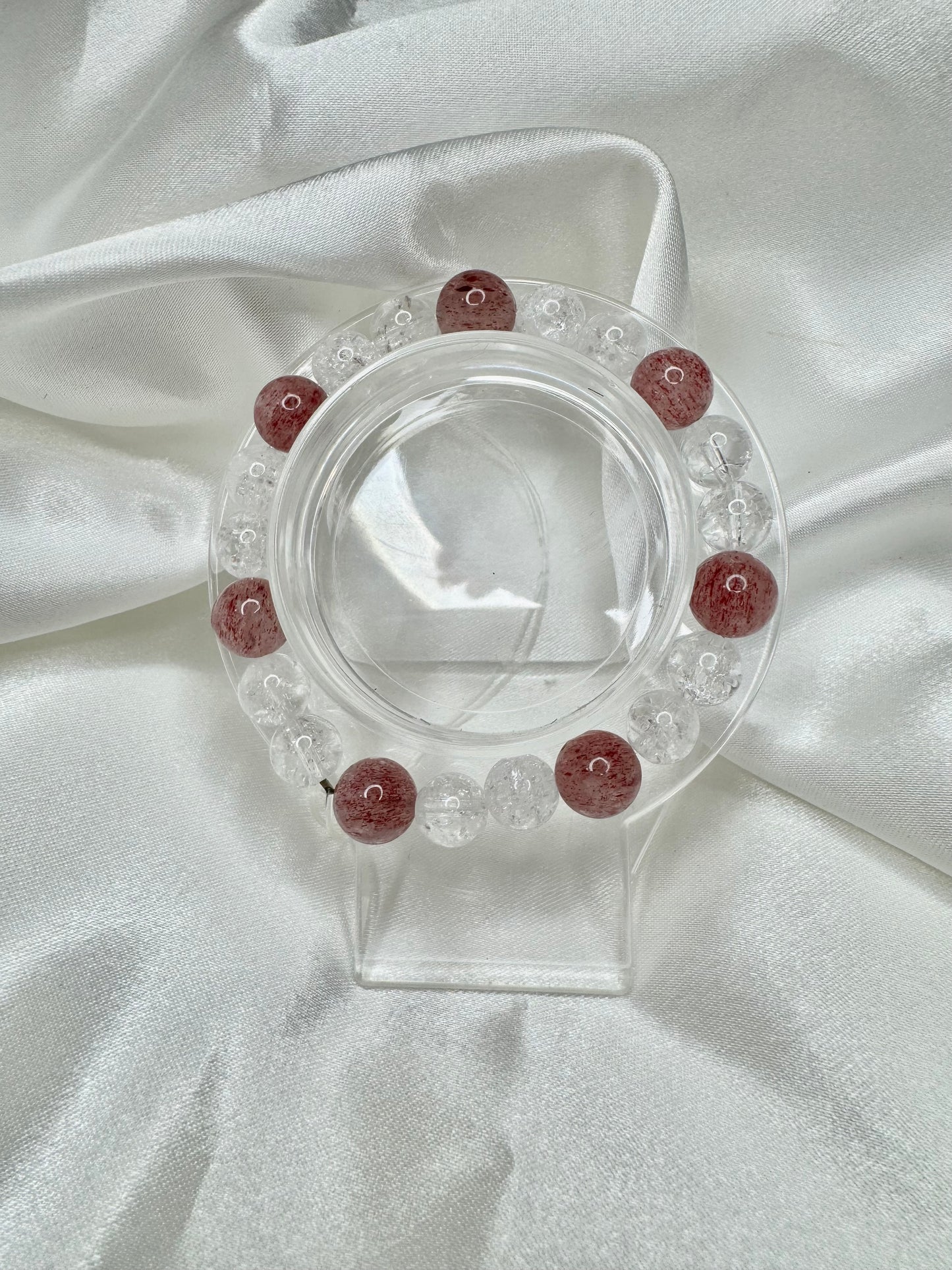 Bracelet Amour & Douceur – Quartz Clair & Quartz Fraise