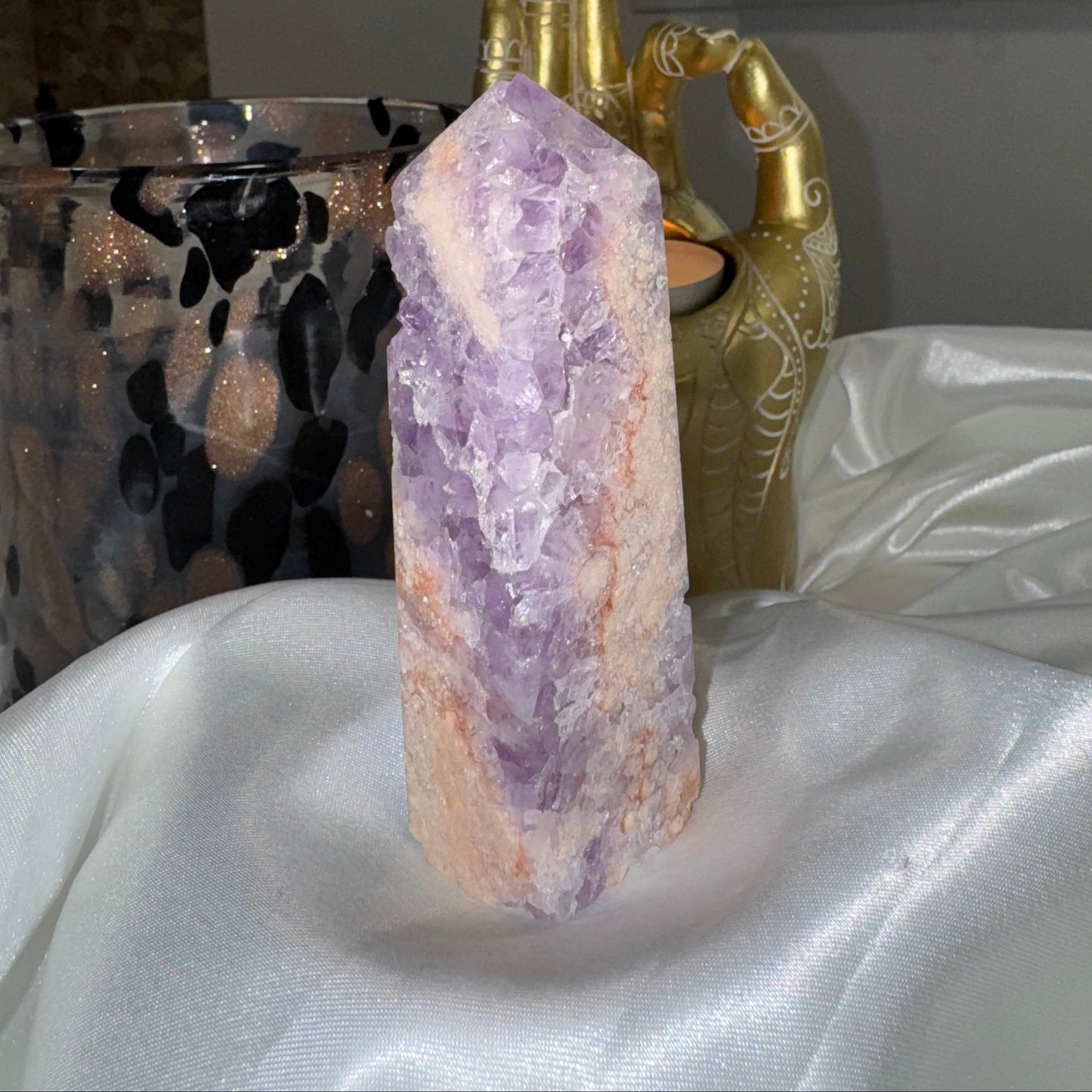 Tour Améthyste Rose & Agate Fleur – Douceur Émotionnelle et Énergie Apaisante
