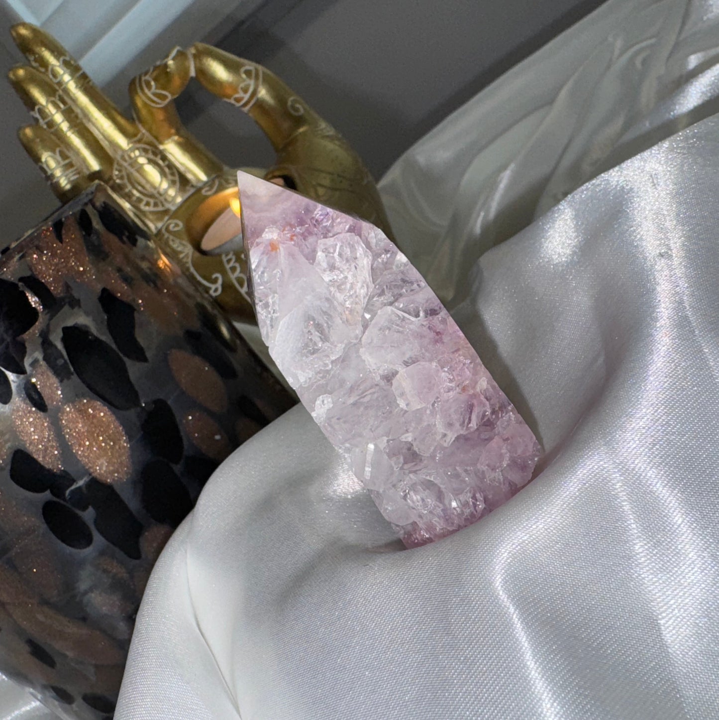 TourAméthyste Rose & Agate Fleur – Douceur Émotionnelle et Énergie Apaisante