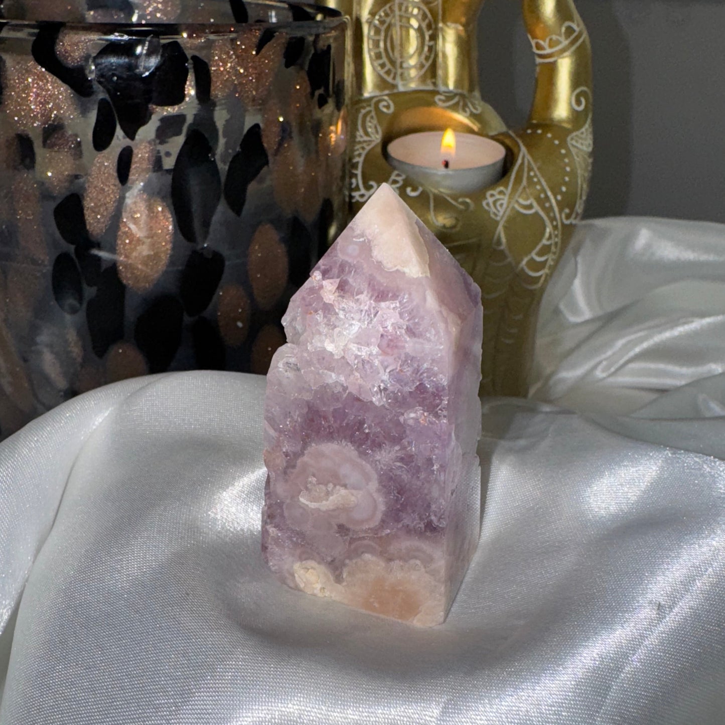 TourAméthyste Rose & Agate Fleur – Douceur Émotionnelle et Énergie Apaisante