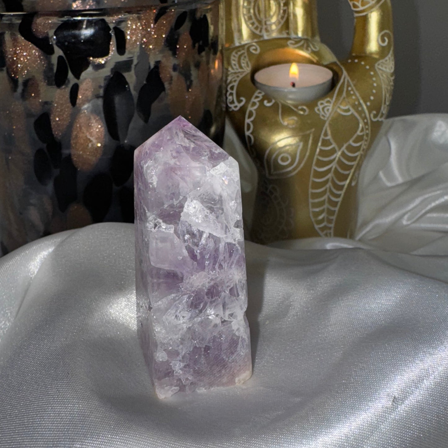 Tour Améthyste Rose & Agate Fleur – Douceur Émotionnelle et Énergie Apaisante