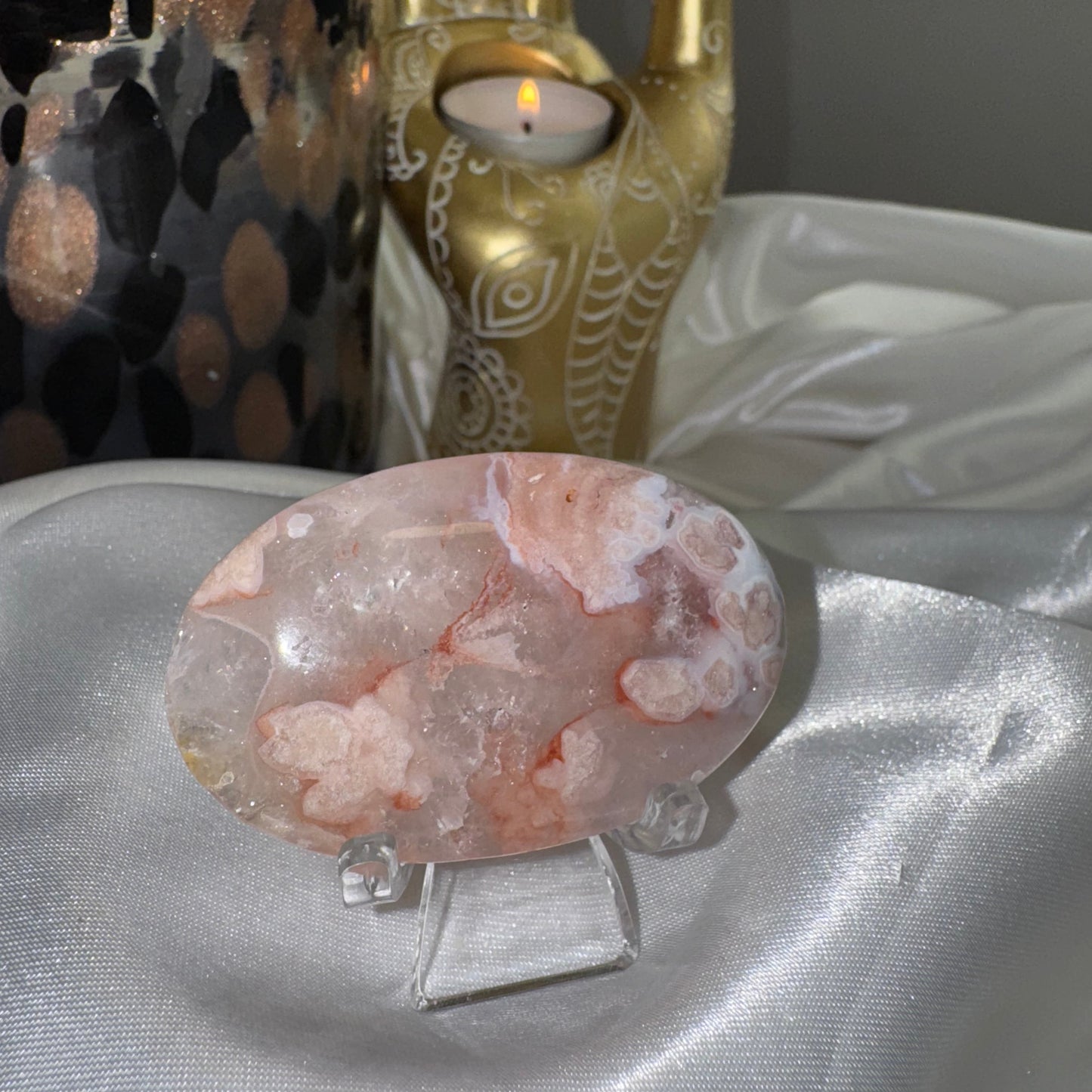 Galet Améthyste Rose & Agate Fleur – Douceur Émotionnelle et Énergie Apaisante