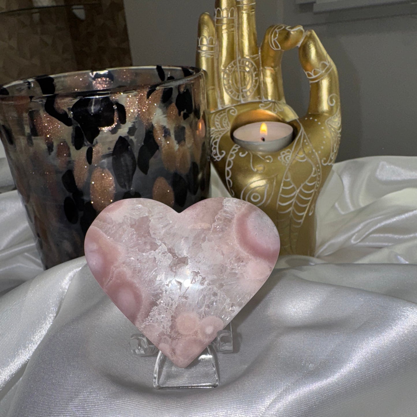 Coeur Améthyste Rose & Agate Fleur – Douceur Émotionnelle et Énergie Apaisante