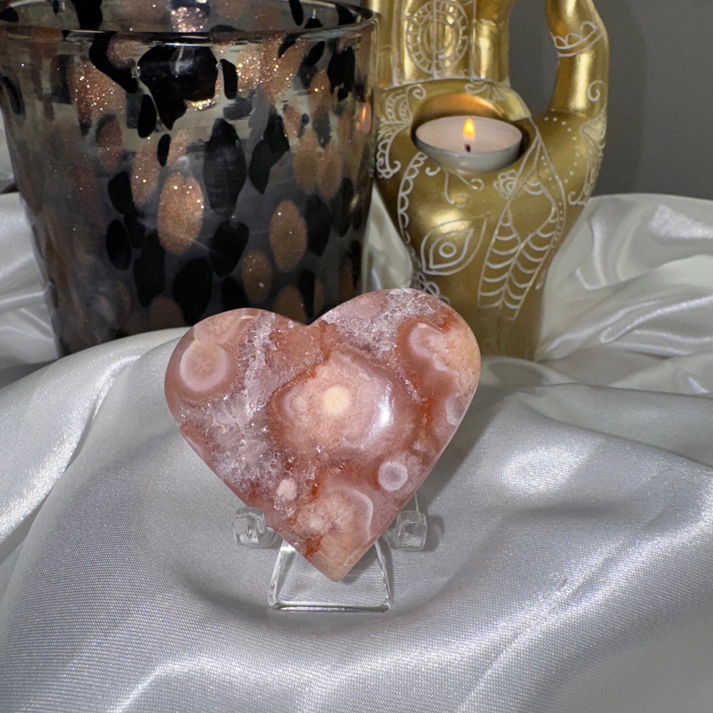 Coeur Améthyste Rose & Agate Fleur – Douceur Émotionnelle et Énergie Apaisante