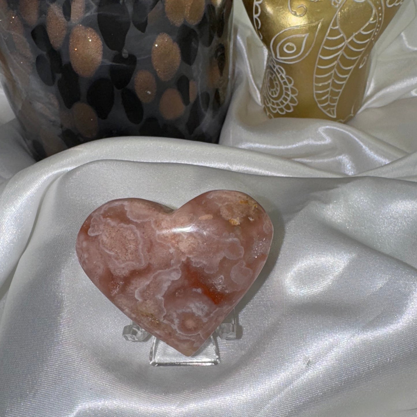 Coeur Améthyste Rose & Agate Fleur – Douceur Émotionnelle et Énergie Apaisante
