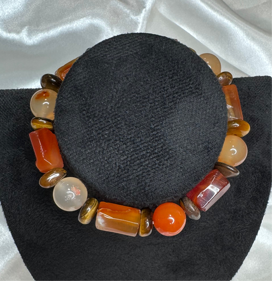 Bracelet en Cornaline et Œil de Tigre – Force et Confiance