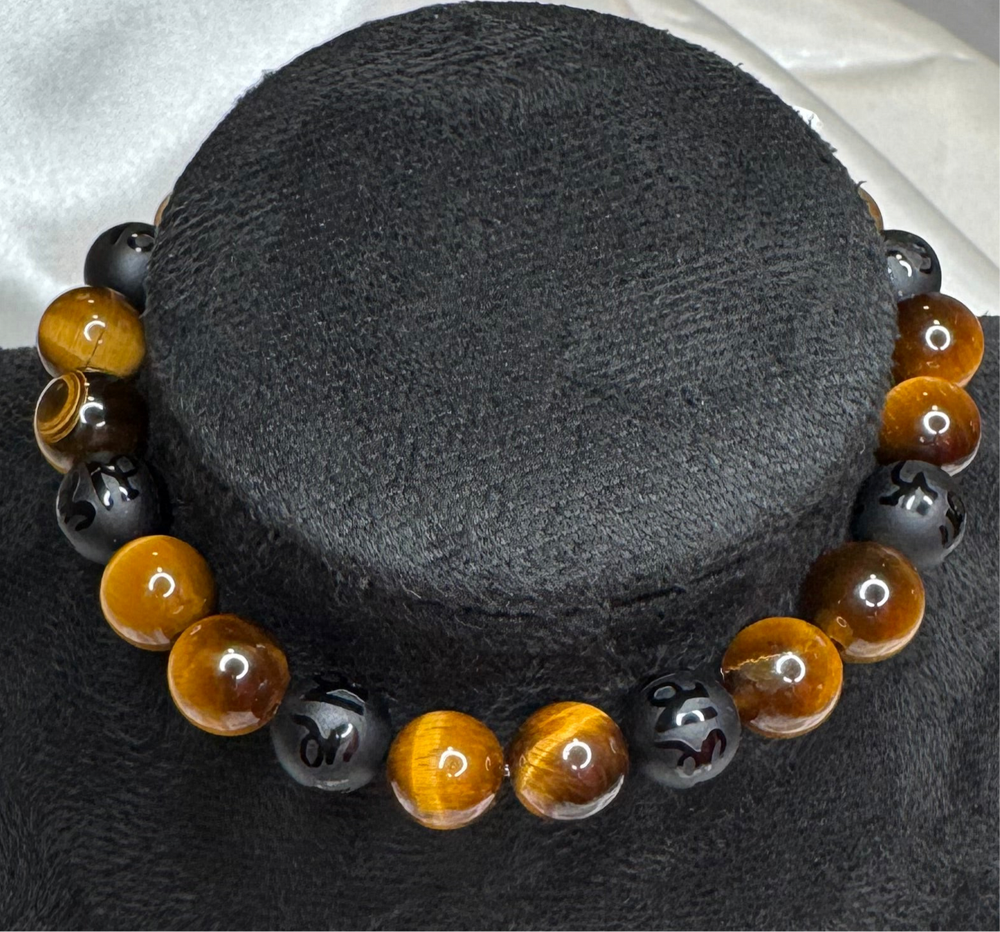 Bracelet en Œil de Tigre et Obsidienne – Bouclier énergétique et Force intérieure