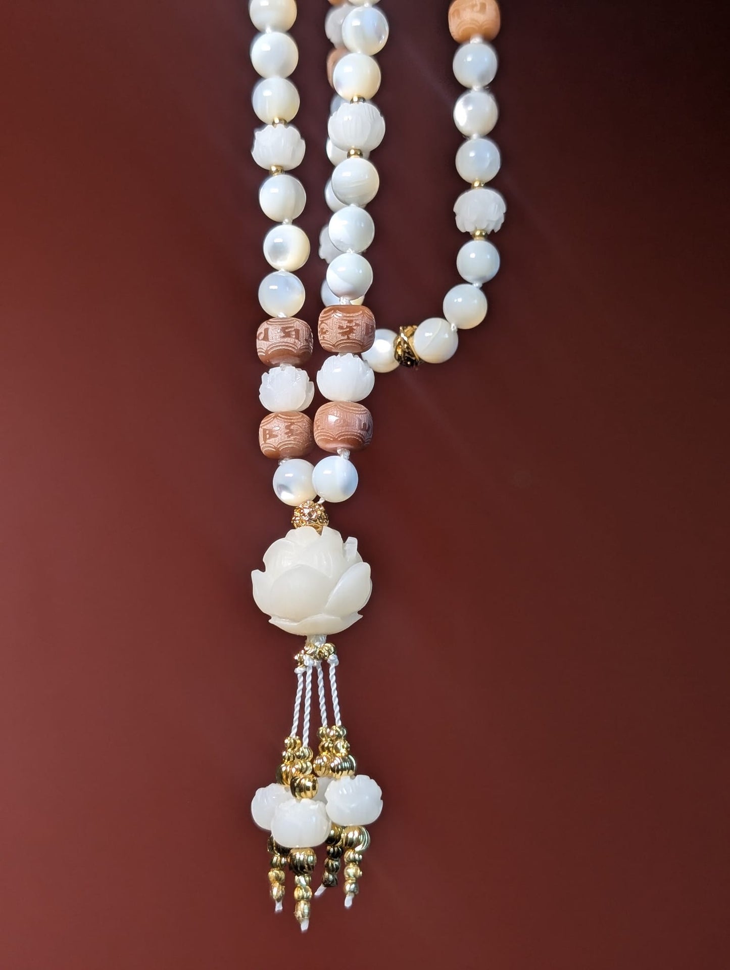 mala perle de nacre et graine de bodhi