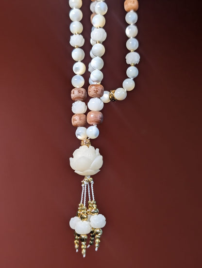 mala perle de nacre et graine de bodhi