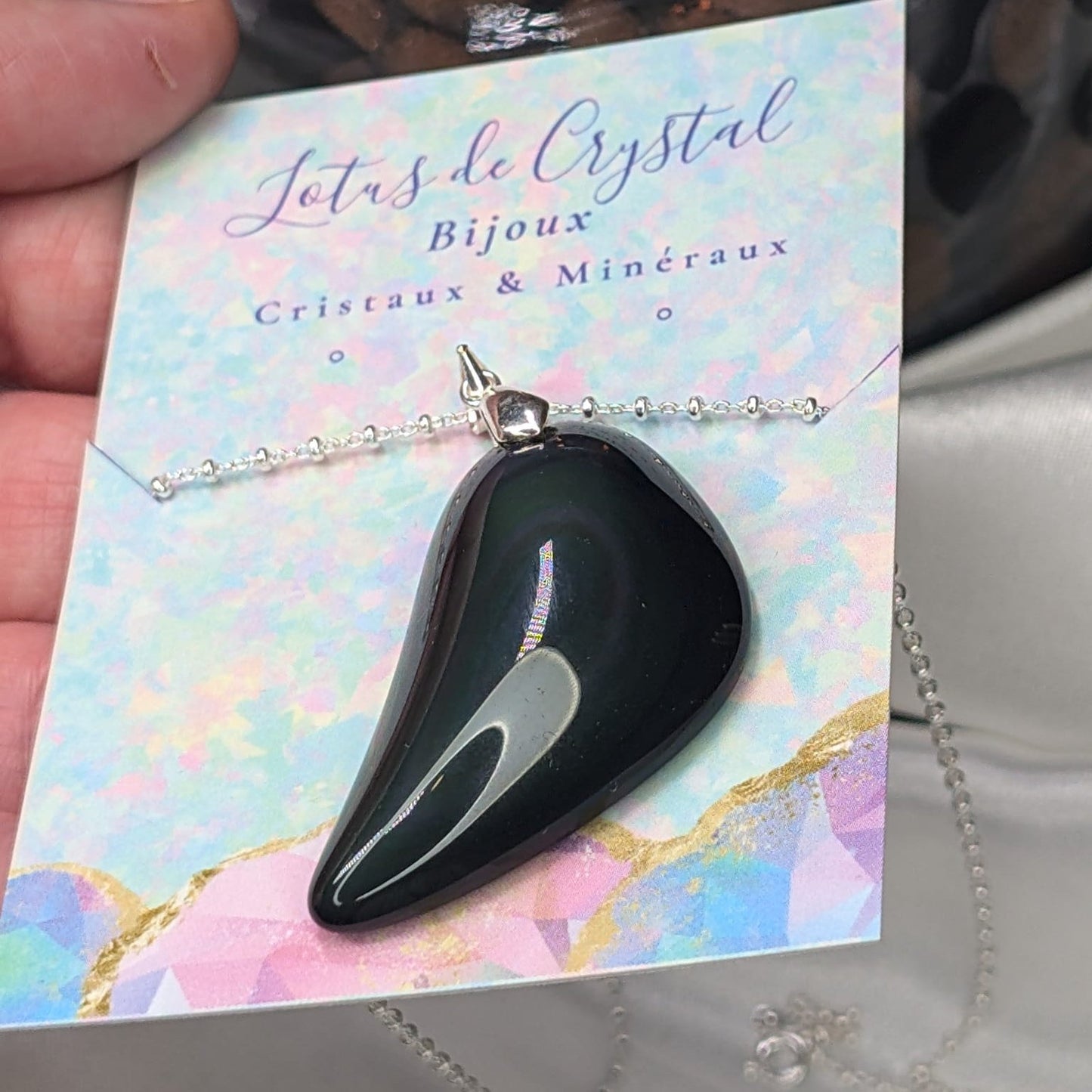 Pendentif obsidienne œil céleste