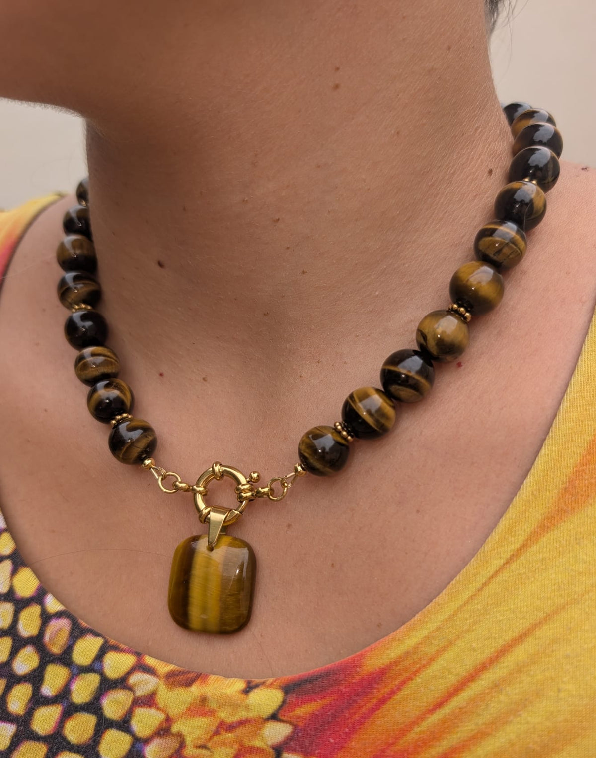 Collier talisman – œil de tigre