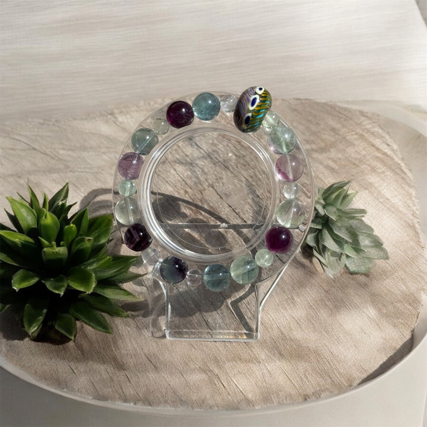 Bracelet en Fluorite et Perles de Verre – Harmonie et Clarté mentale
