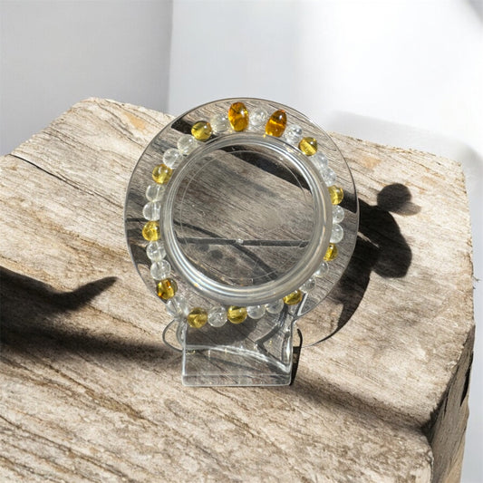 Bracelet en Citrine et Ambre – Lumière et Vitalité