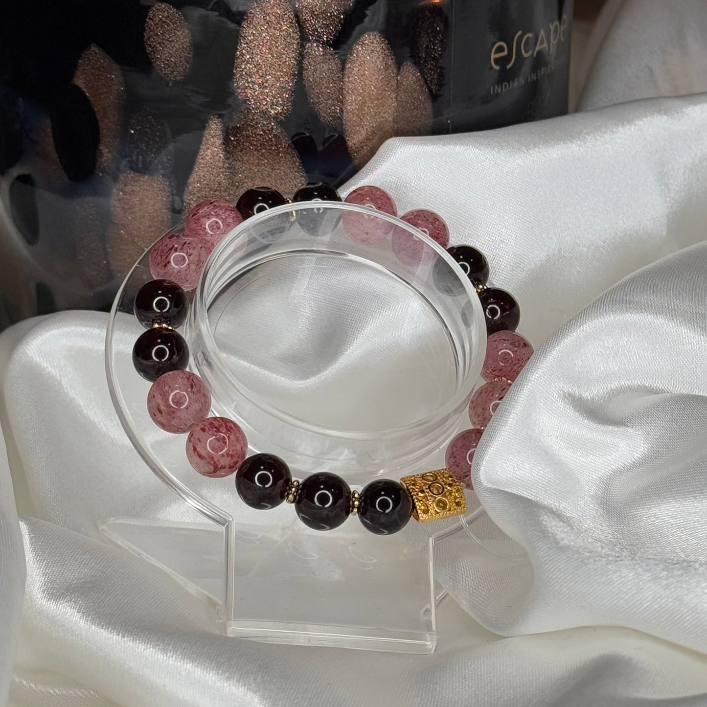 Bracelet quartz fraise et grenat