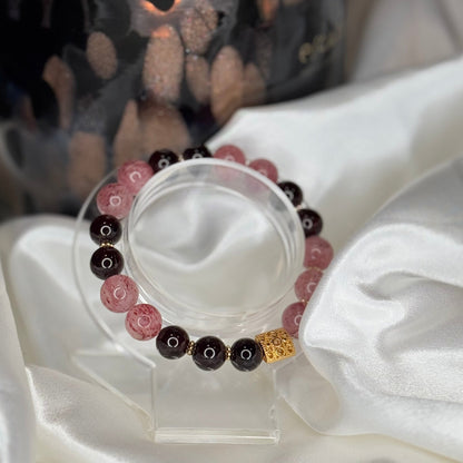 Bracelet quartz fraise et grenat