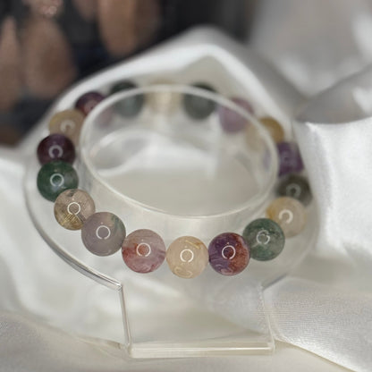 Bracelet quartz rutile , agate mousse et améthyste super 7