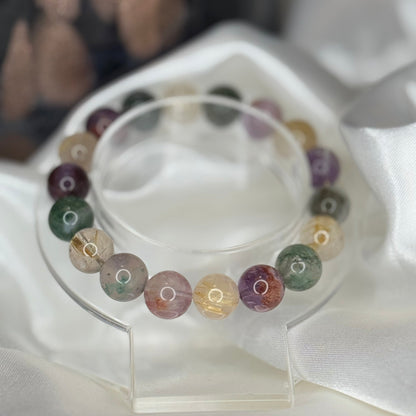 Bracelet quartz rutile , agate mousse et améthyste super 7