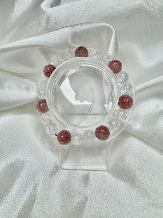 Bracelet Amour & Douceur – Quartz Clair & Quartz Fraise
