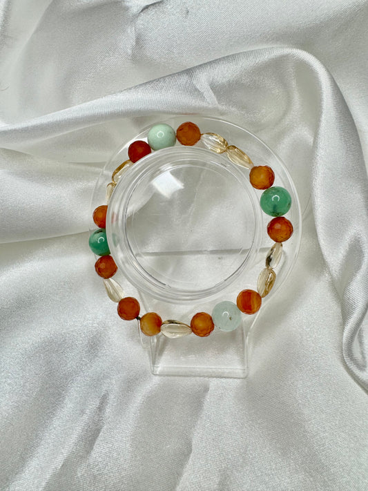 Bracelet Vitalité Solaire – Chrysoprase, Citrine & Cornaline