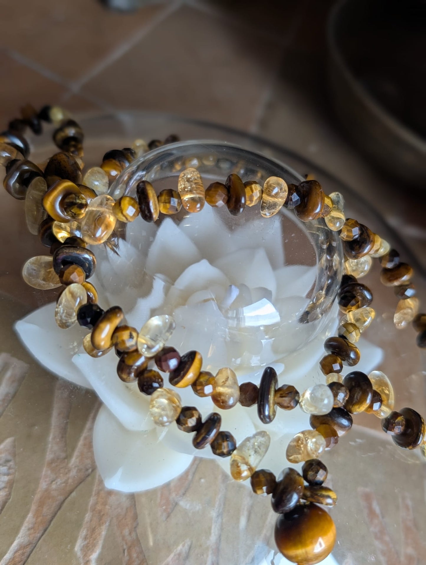 Collier “Rayon Solaire” – Œil de Tigre & Citrine