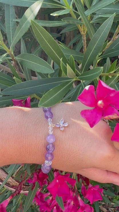Bracelet Harmonie Spirituelle – Améthyste & Cristal de Roche