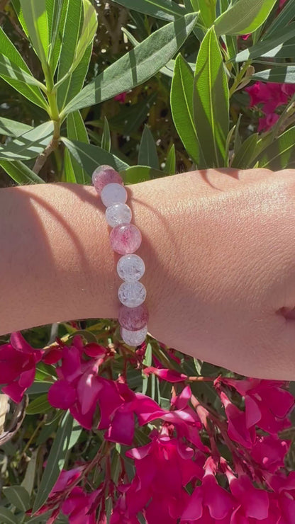 Bracelet Amour & Douceur – Quartz Clair & Quartz Fraise